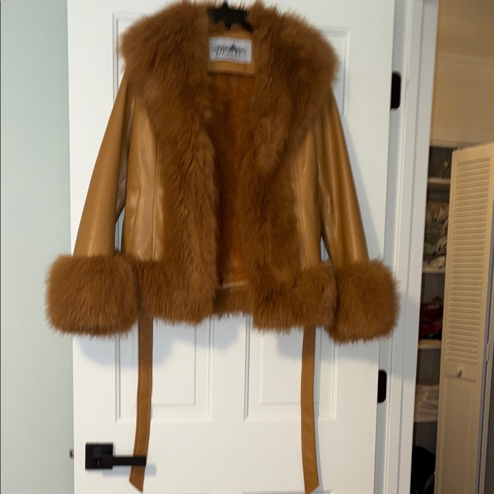 Faux Fur Trimmed Tan Jacket